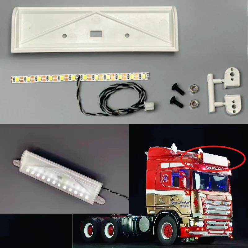 

RC Car Advertising Light Box Sun Visor LED Light for 1/14 Tamiya RC Truck Tipper SCANIA R620 VOLVO 750 ACTROS BENZ MAN Model Car