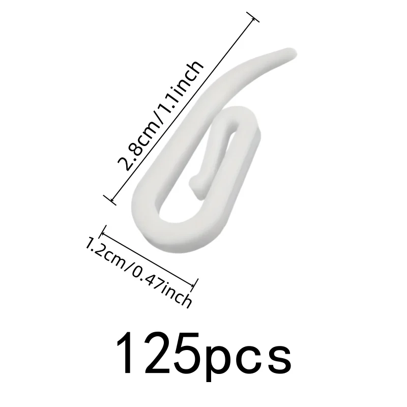 125 pcs Drapery Pin Hooks, Smooth Sliding Design and Durable Plastic Material, ideal for Bedroom Drapery