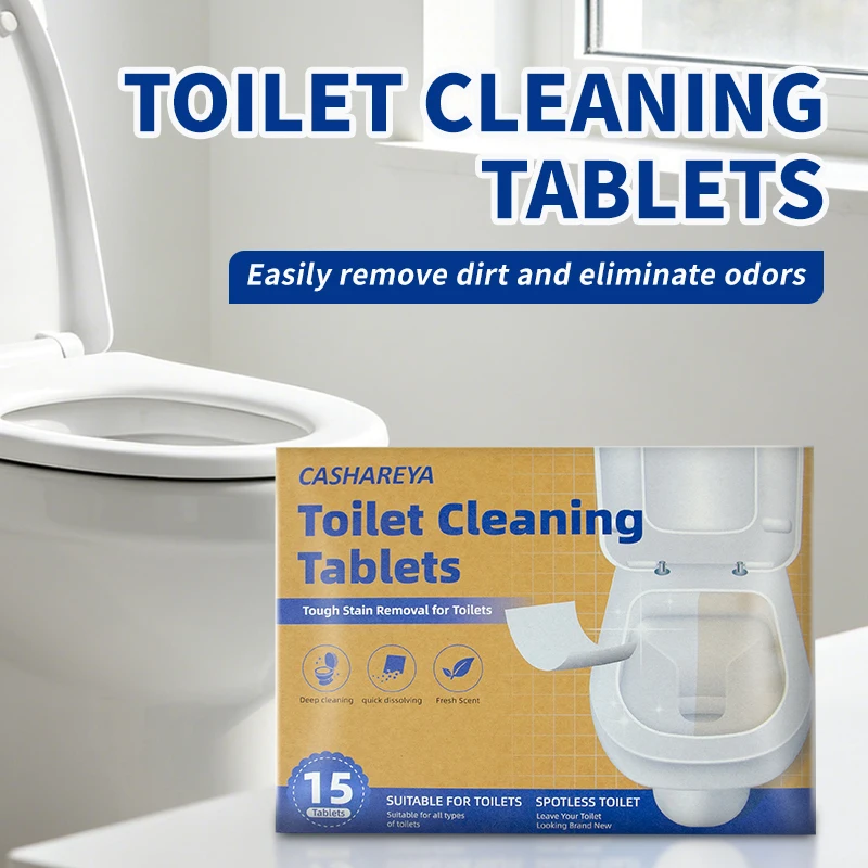 

CASHAREYA Toilet Cleaning Tablets 15pcs Tearable Large 11x14cm Remove Urine Scale Limescale Yellow Stains Deodorizer Fresh