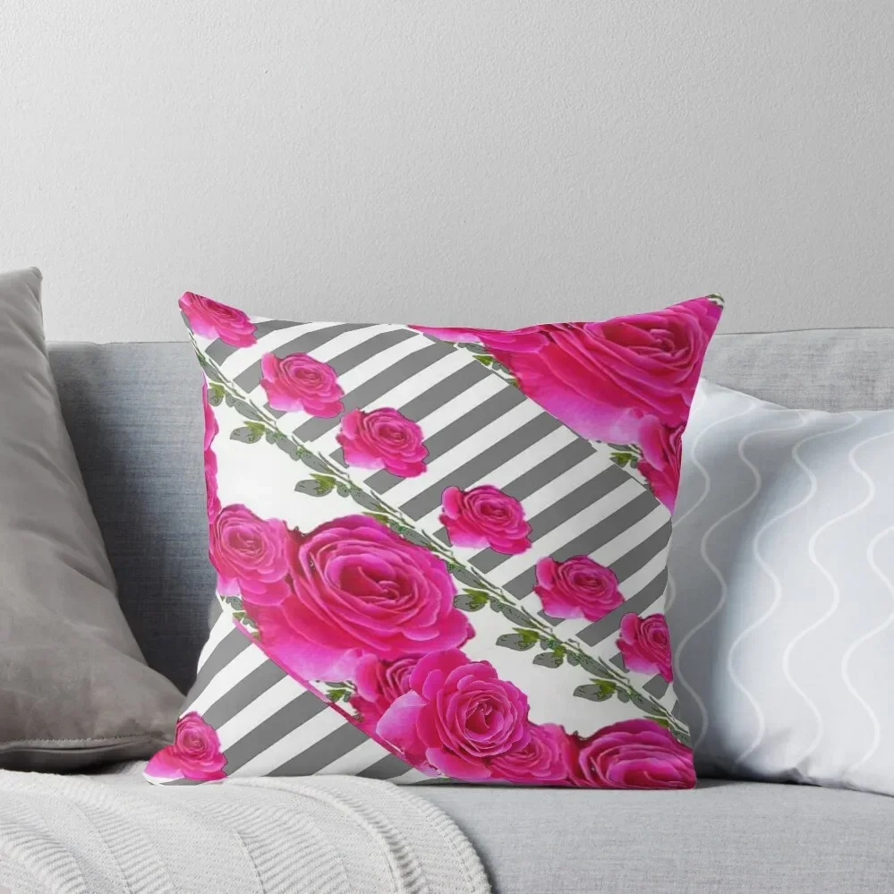 GREY ART CERISE PINK ROSE GARDEN Throw Pillow Pillow Case Christmas Christmas Pillows Sofa Cushions pillow