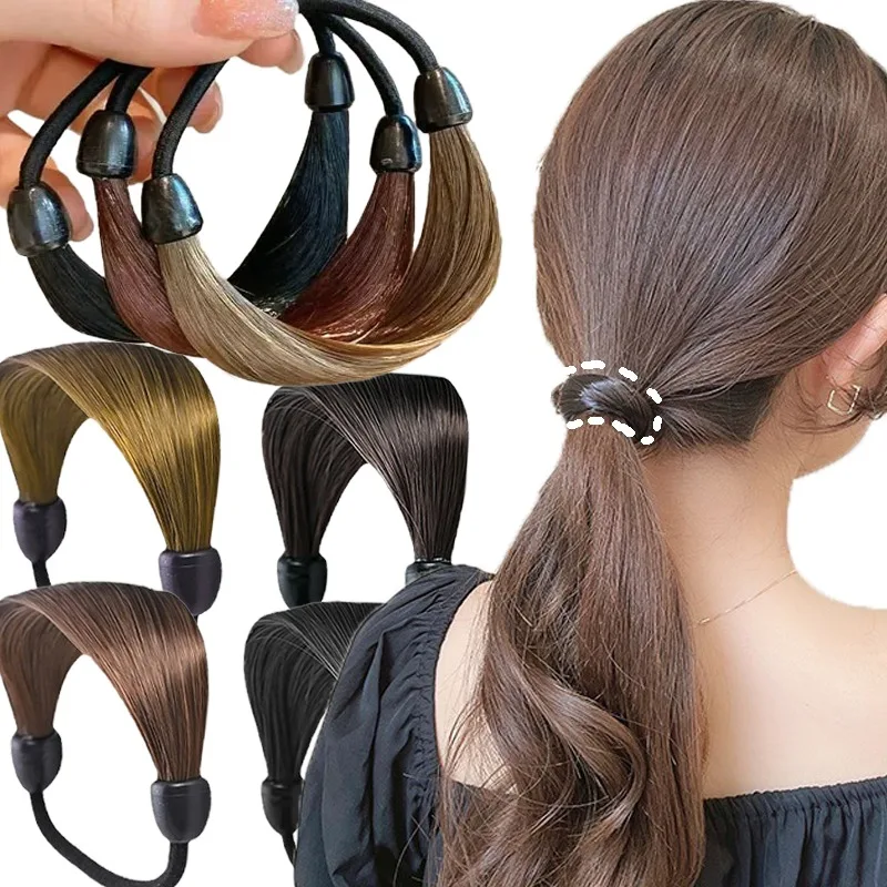 Wig Braided Rubber Band Elastic Women Fashion Wig Hair Rings Straight Hair Tie High Elastic Hair Ropes Extension Ponytail Holder