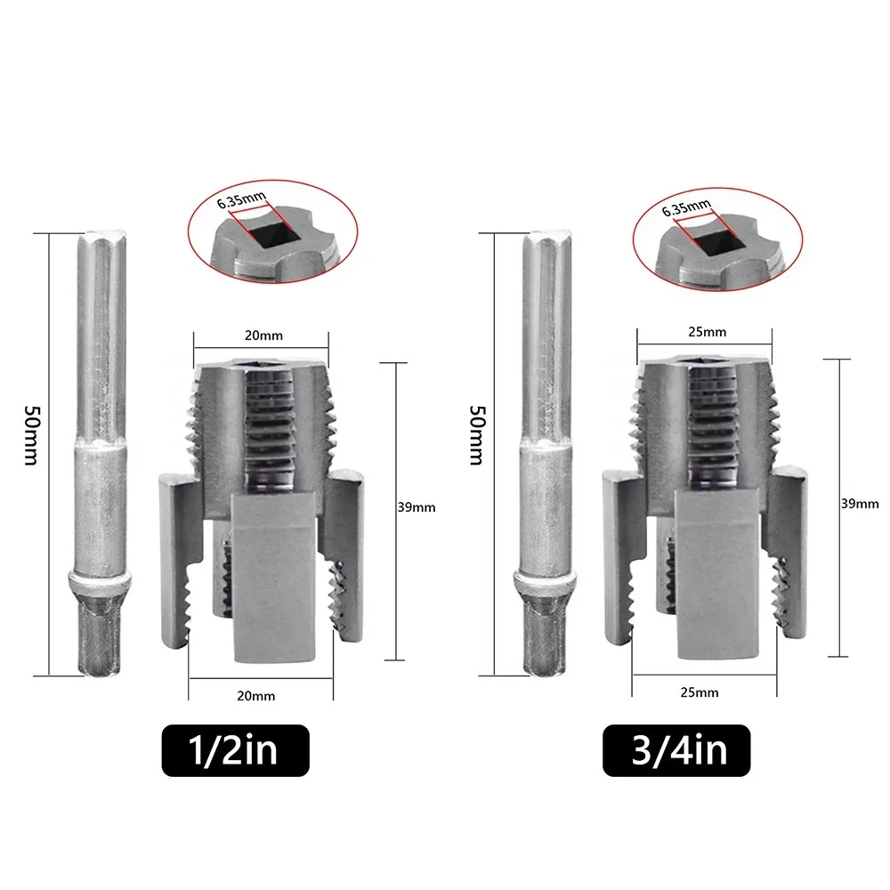 

Набор для нарезания резьбы на трубах: интегрированный инструмент для внутренней и внешней резьбы, совместимый с электродрелью, для труб ПВХ