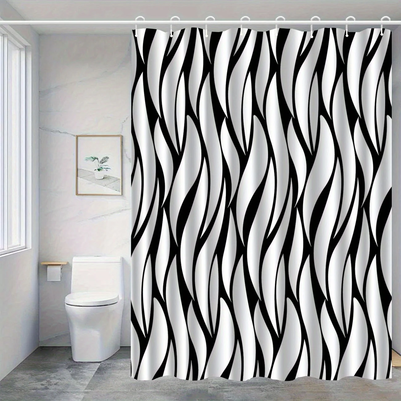 

Zebra Print Shower Curtain Black White Animal Pattern Bathroom Decor Waterproof Curtains Modern Home Style