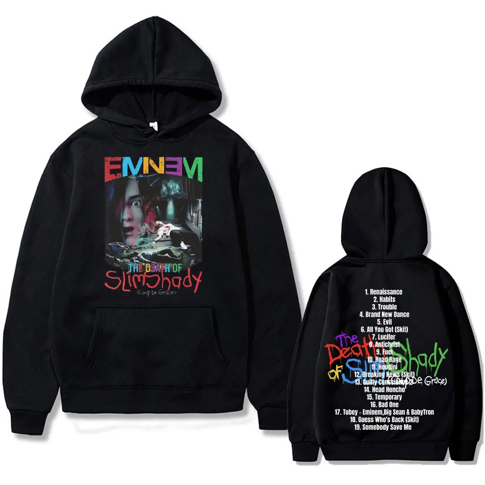 Hot Sale New Rapper Eminem The Death of Slim Shady Graphic Hoodie Men Hip Hop Fashion Sweatshirt Male Casual Oversized Hoodies