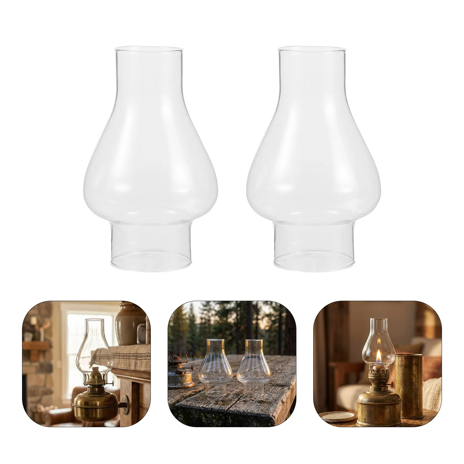 2 Stück Lampenglas-Kamin-Ersatz, Klarer Öllampenschirm für Vintage-Laternen, Notbeleuchtung, Lesen, Arbeiten