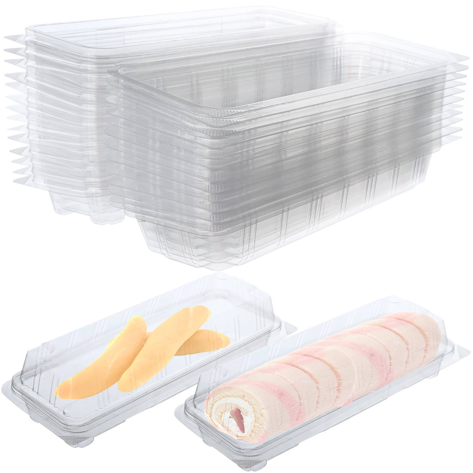 50pcs Swiss Roll Blister Packaging Box Cupcake Boxes Packaging Transparant Clear Cake Box Fruit Dessert Sushi Roll Bread Box