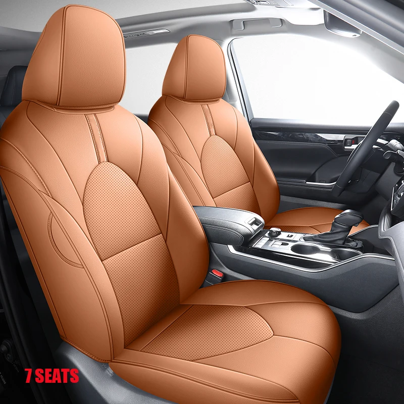 Luxury Full Set 7 Seat Car Seat Covers For Toyota Highlander 2022-2024 Three-Row Model Protective Seat Cushion Automotive Parts