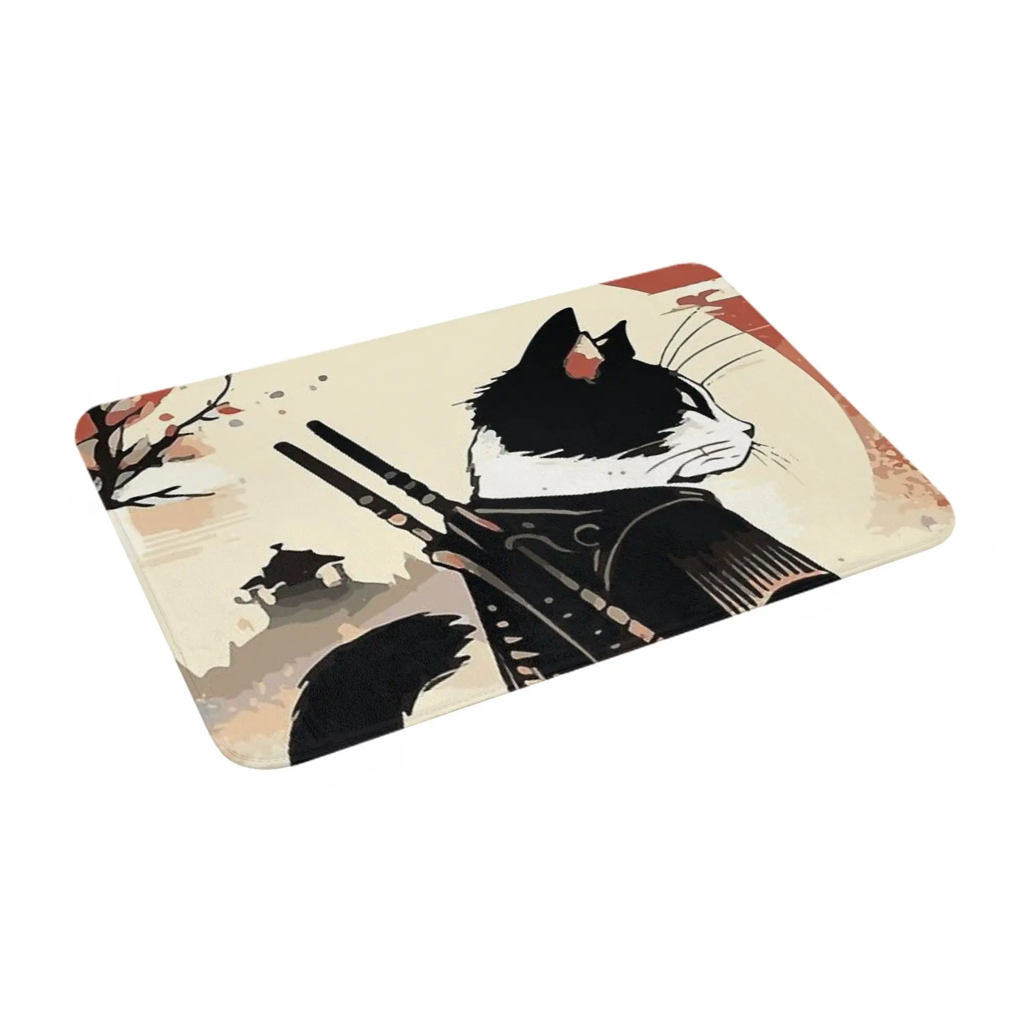 

Кошки аниме самурайский меч Нескользящий коврик для двери напольный коврик противоизносный ковер для кухни, входа, дома, спальни, коврики для ног