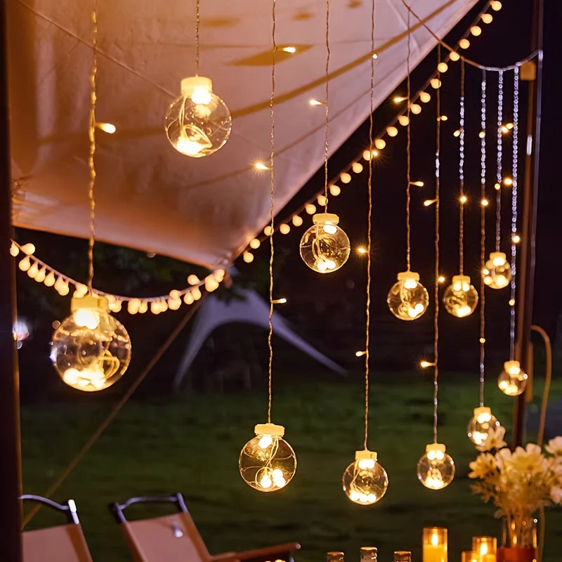 Solar Lichtslingers Buiten Dimbaar Waterdicht Globe Zonne-energie Patio Lamp voor Tuin Eaves Gazebo Bistro Gordijn Decor