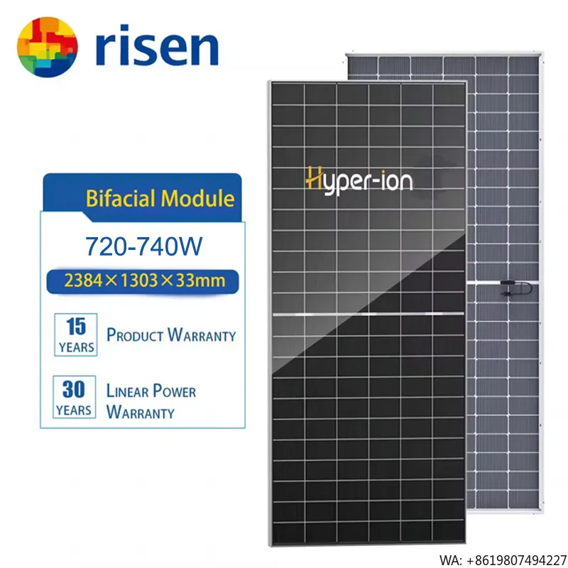725w 730w 735w N-Type PV Modules Bifacial Photovoltaic Double-glass HJT Solar Panels 750W for Solar Power System