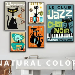 Mid Century Black Cat Classic Vintage Posters Decoracion Painting Wall Art White Kraft Paper Kawaii Room Decor