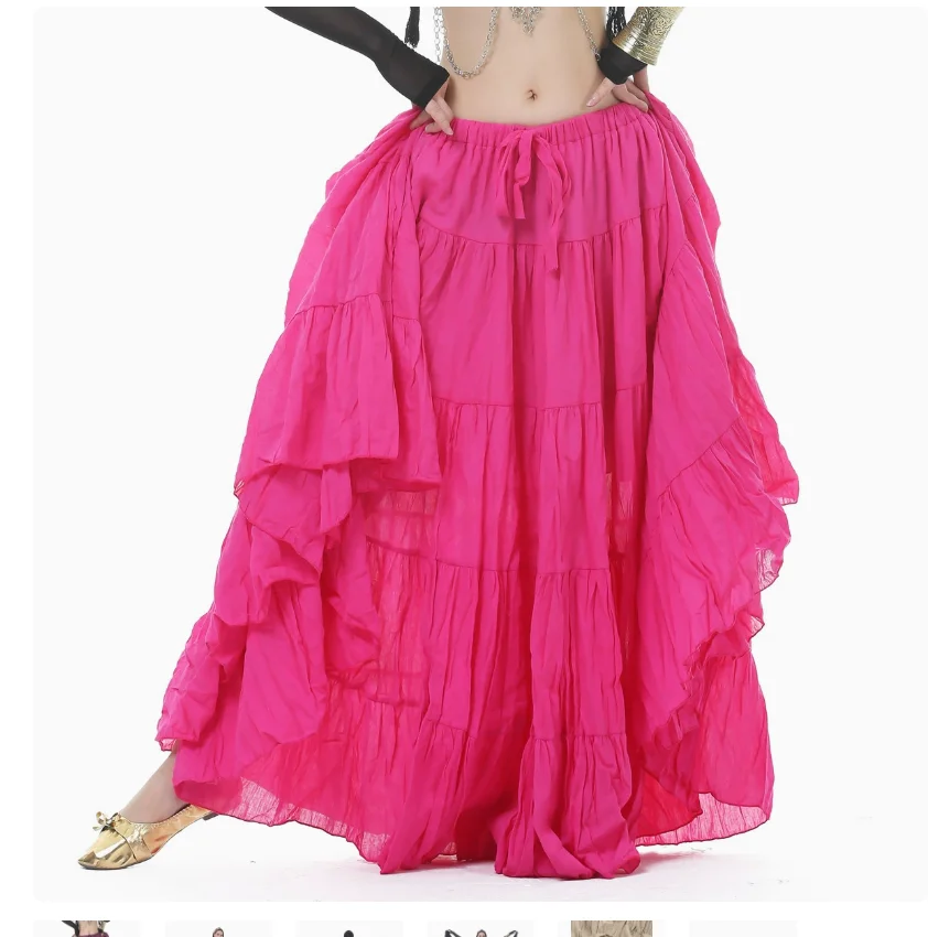 1pcs/lot woman cotton linen 16m belly dancing long skirt candy color solid  belly dance Costume free size