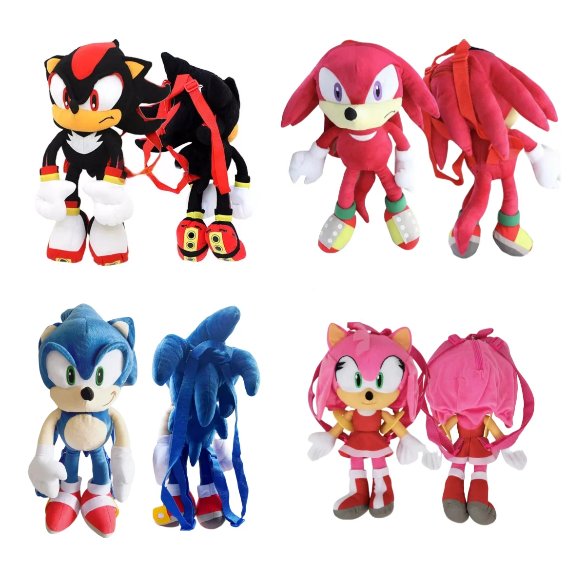 30-45cm Original Cartoon Plush Toy Knuckles The Echidna Pink Amy Rose Stuffed Toy Backpack for Children Christmas Gift