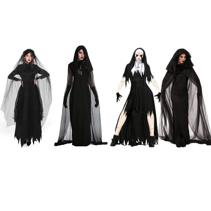 Robe de mariée fantôme d'Halloween pour femme, costume de sorcière adulte, robe de vampire, fréquence de fantôme de mort, cosplay de cadavre de zombie, robe de paupières de fête