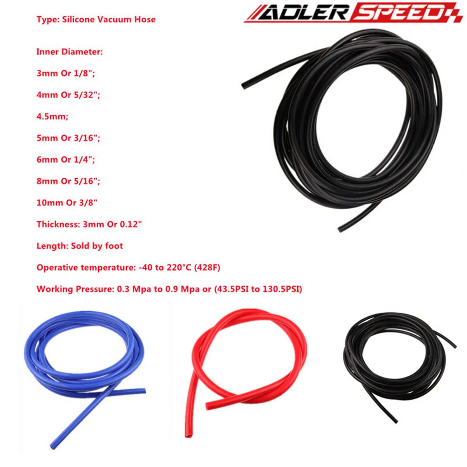 3mm 4mm 4.5mm 5mm 6mm 8mm 10mm 12mm 20mm 16mm ID Blue Silicone Vacuum Hose Pipe 