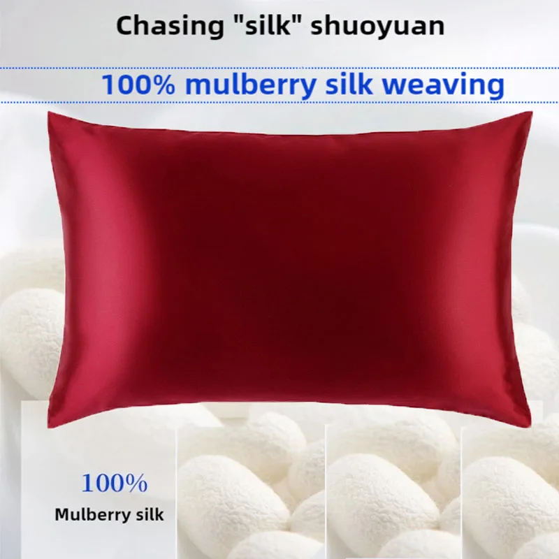 22 Momme 100% Natural Mulberry Silk Pillowcase for Hair and Skin Super Soft and Cooling。Envelope Closure 50x75CM