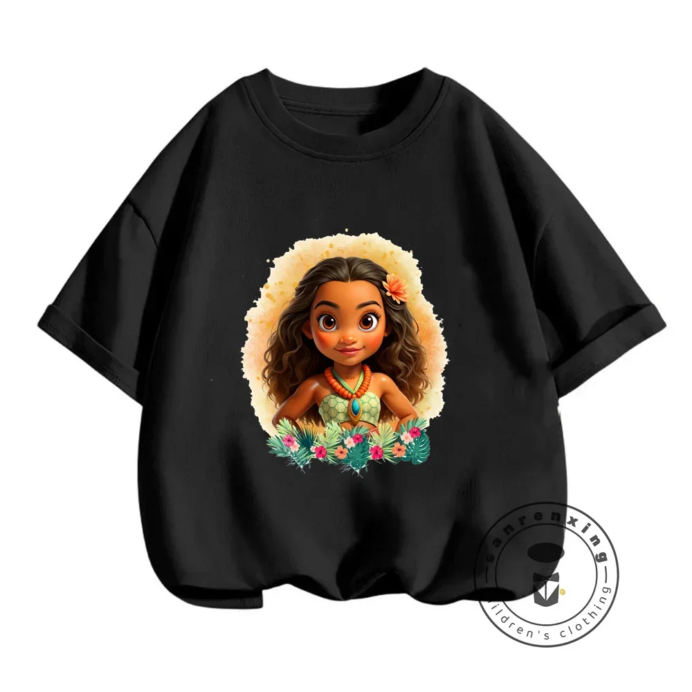 Summertime Fun for Kids Disney Moana Cartoon Prints on Boys Girls T-shirts Cute Streetwear Fashionable O-neck Soft for Children