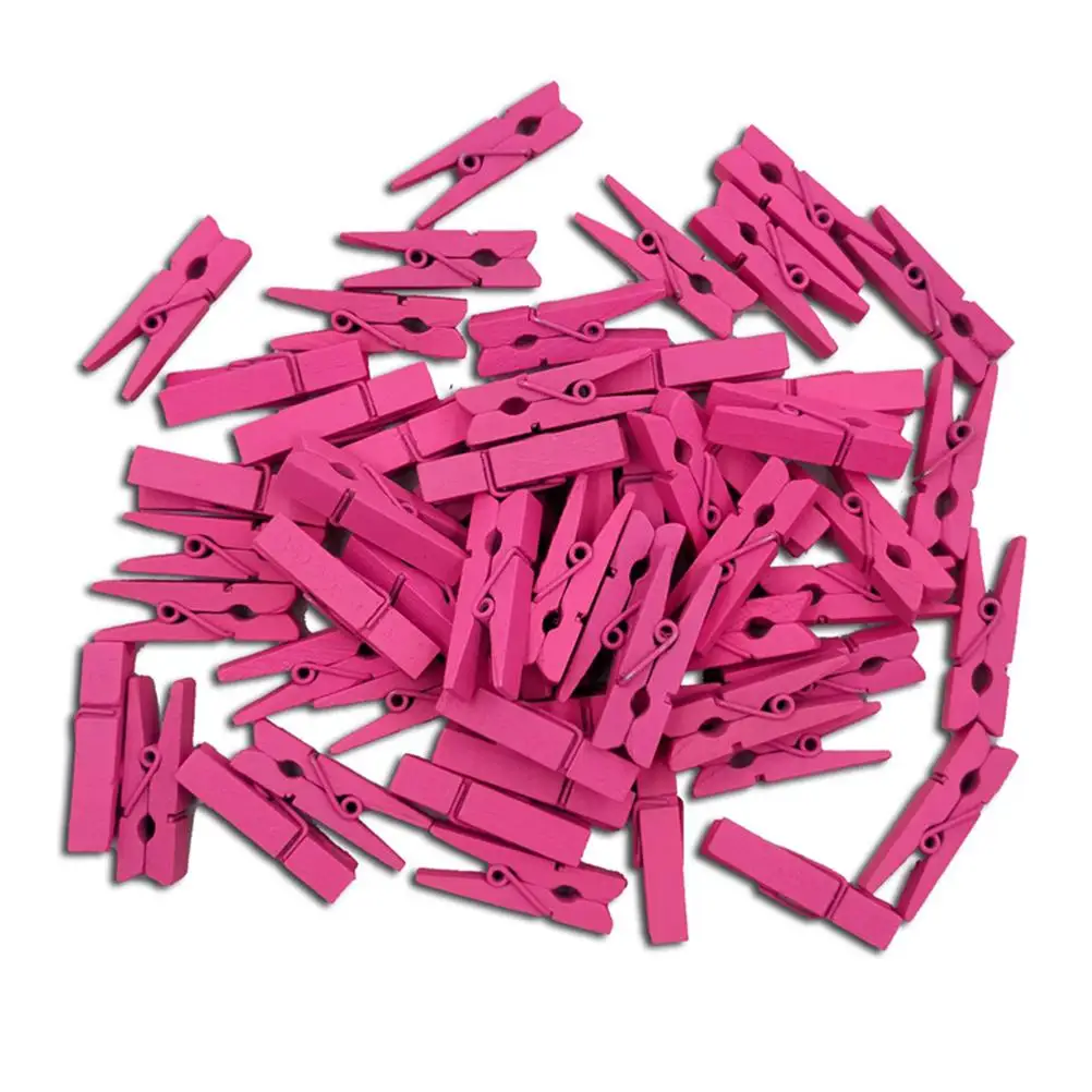 

100 pcs Wooden Clips Mini Clothespins Colorful Pegs Bamboo Food Clips Photo Hanging Decorative Craft Project Accessories