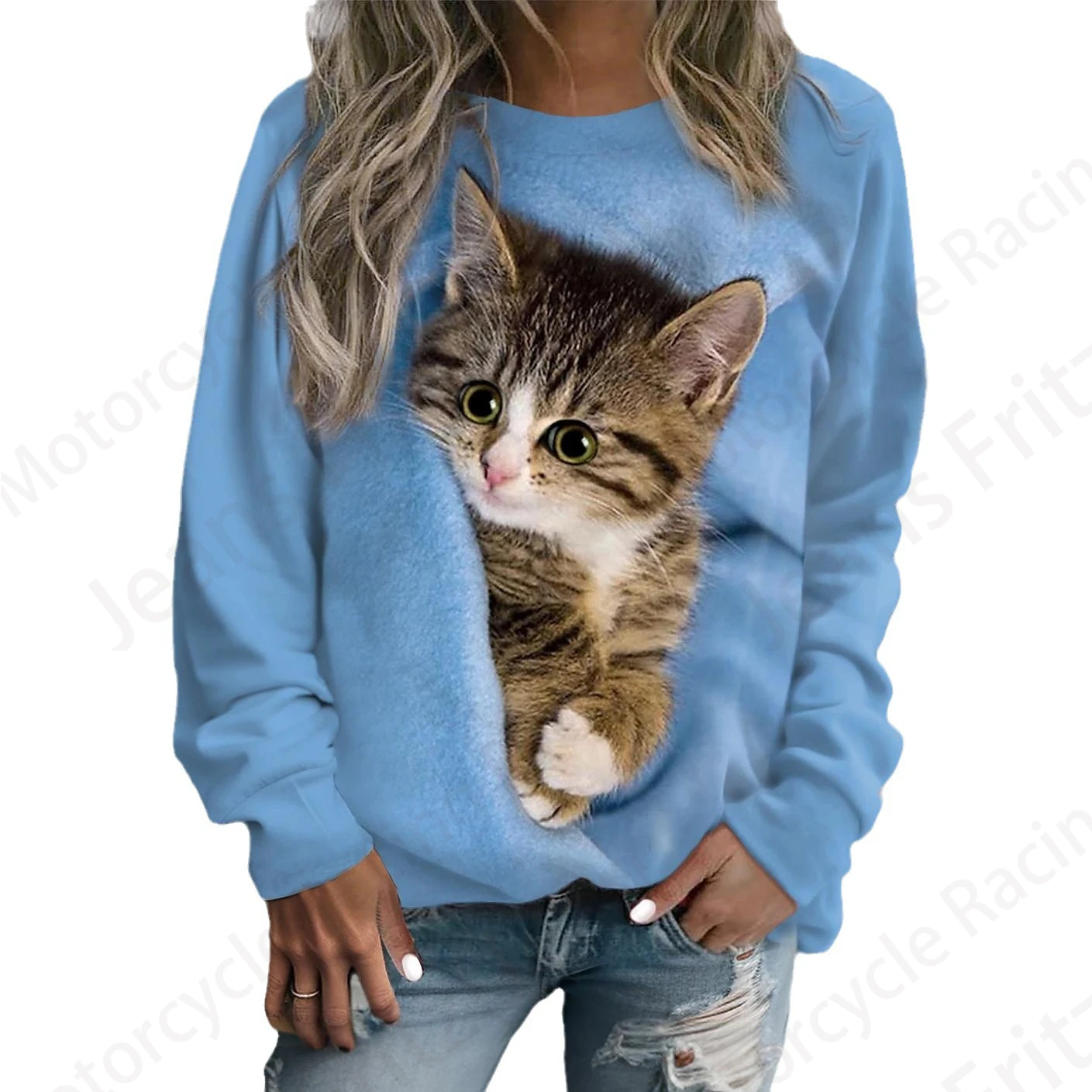 Hoodie do pescoço do gato do sono das mulheres 3D impressão, Hoodies gráficos bonitos, moletom, casaco outwear, roupas Sportwear, moda senhora