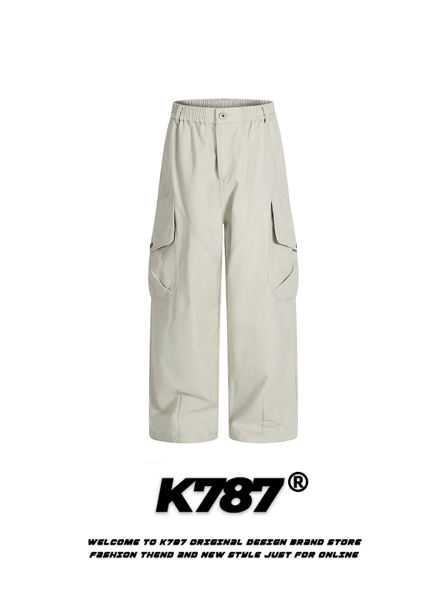 

K787 American Street Sle Casual Work Pants Men's Women's Trendy High Waist Loose Pure Color Straight Leg Long Trousers