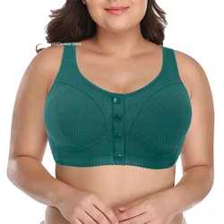 Hight Quality Cotton Bras Women Front Closure Soft Bra Camisole Middle Age Women Everyday Underwear Large Bust 42 44 46 BC Cup