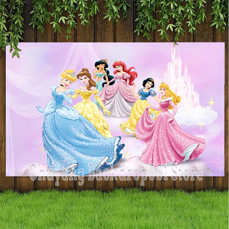 Disney Sleeping Beauty Bella Aladdin Jasmine Snow White Cinderella Backdrop Photography Princess Baby Birthday Party Backgrounds