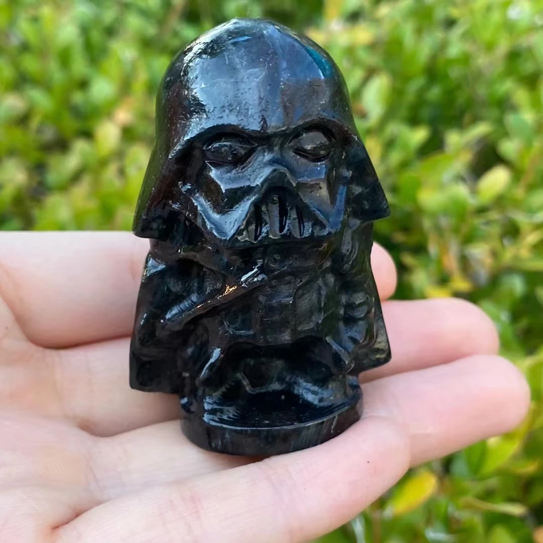 

60mm Natural The Obsidian Warrior carving Healing Crystal Figurine Crafts Gifts Home Decoration