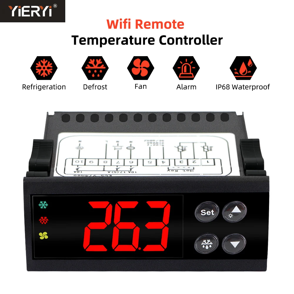 Image of Yieryi WiFi Tuya Smart Temperaturregler 100-240V Digitaler Thermostat Kühlung Abtauung Lüfter Alarm Kühllager Kühlschrank