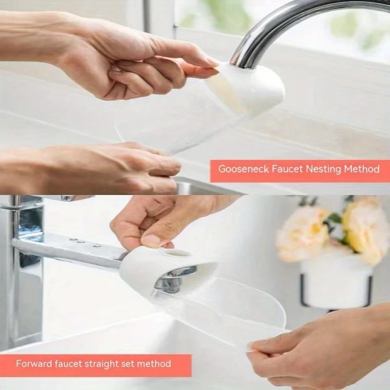 Splash-proof faucet extension kit for water troughs, made of durable plastic, suitable for kitchen sinks, bathrooms and showers