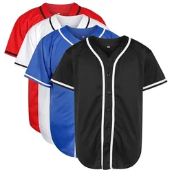 Blank Baseball Jersey for Men Hip Hop Loose Shirt Short Sleeve Sports Team Baseball Shirts