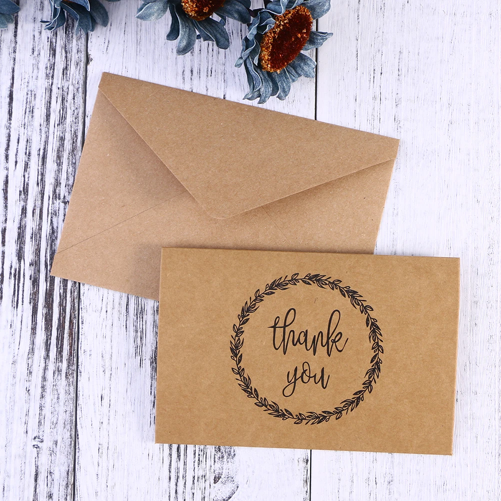 

20 Pcs Kraft Paper Thank you Cards Blank Inside Pages Safe Thanksgiving Day Greeting Cards Bride Party
