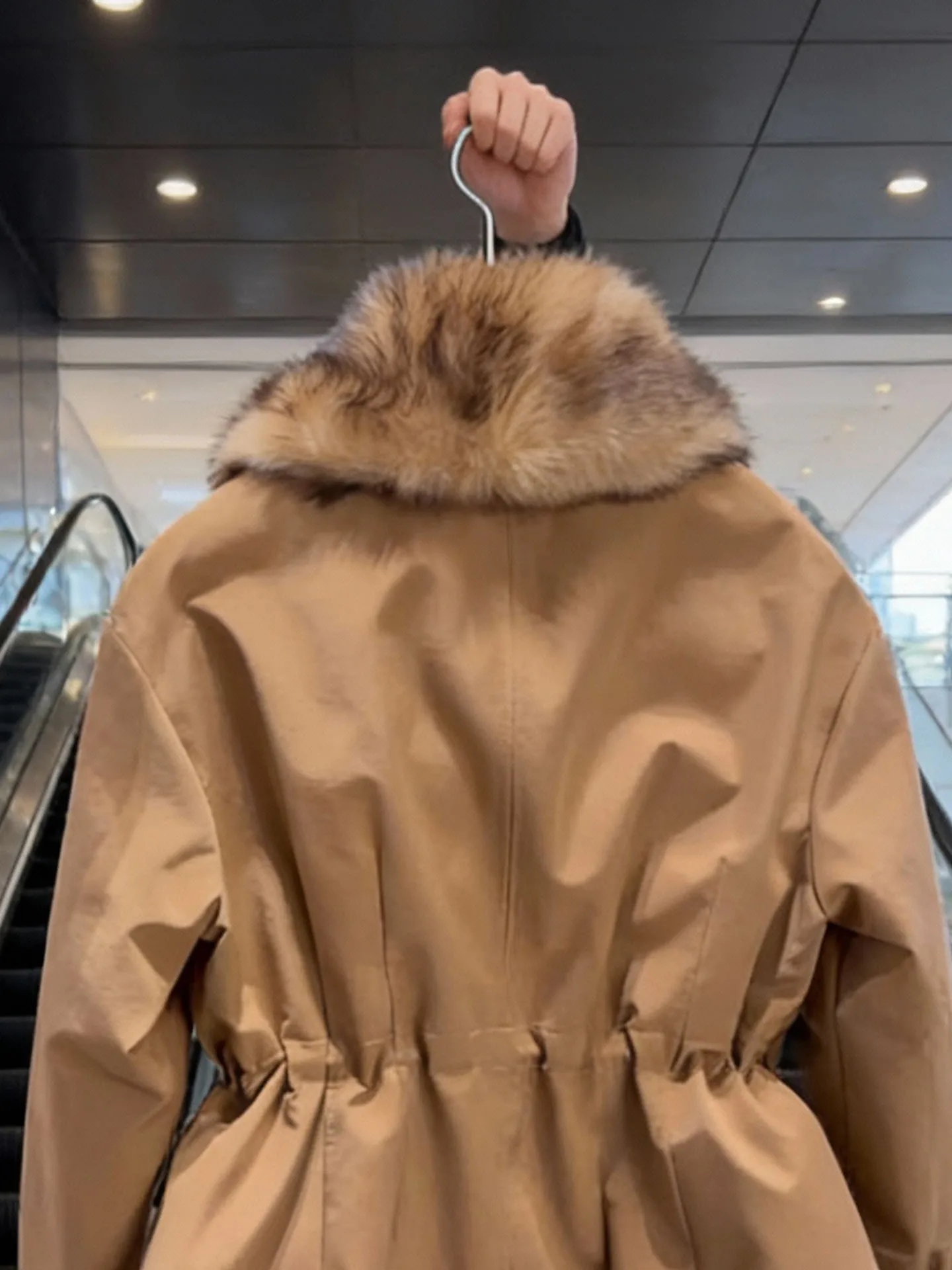 Casaco de inverno feminino cintura alta jaet du para baixo quente thiened longo sve fechamento com zíper gola de pele de comprimento médio esqui workwear