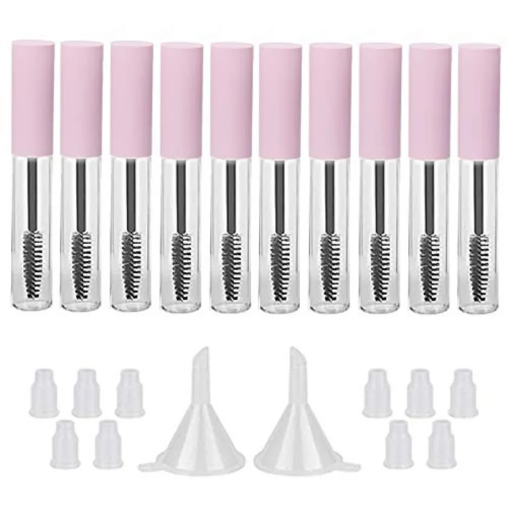 10PCS 5ml Empty Mascara Tubes Eyelash Wand Refillable Clear Bottles Eyelash Cream Container with 2 Funnels for DIY Cosmetics