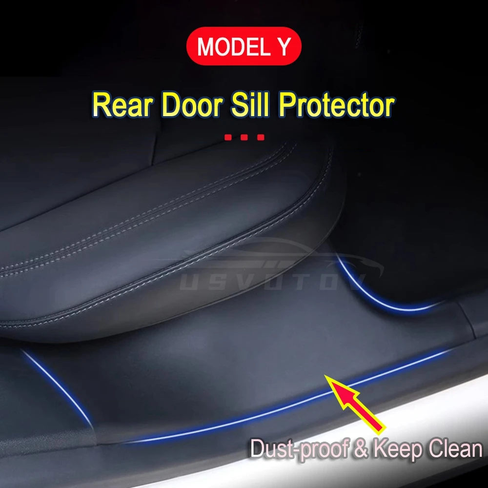 For Tesla Model Y Rear Door Sill Protective Pad Cover Guards Threshold Bumper Strip Sill Original Car Anti Kick Pads Accessories