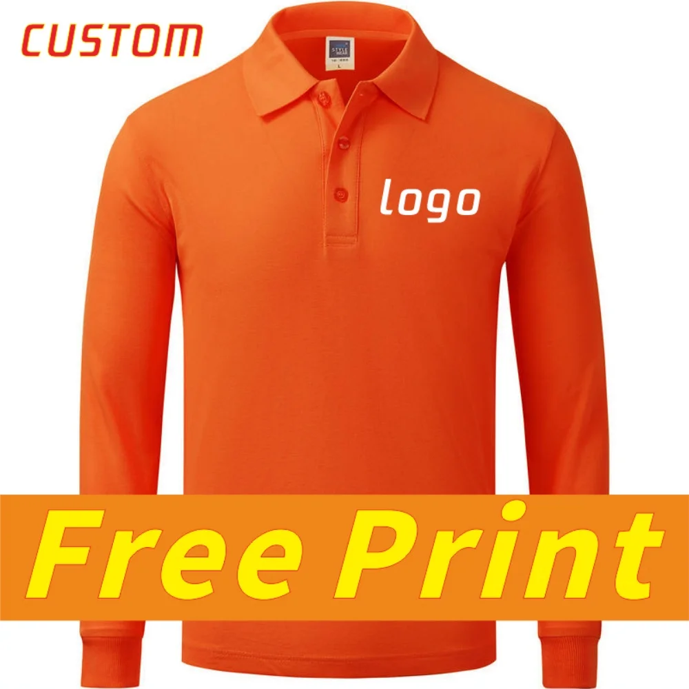 

Quick-drying Mens Polo Shirts Custom Logo Breathable Casual Long Sleeve Polo Tee Personal Group Company Design Print Embroidery