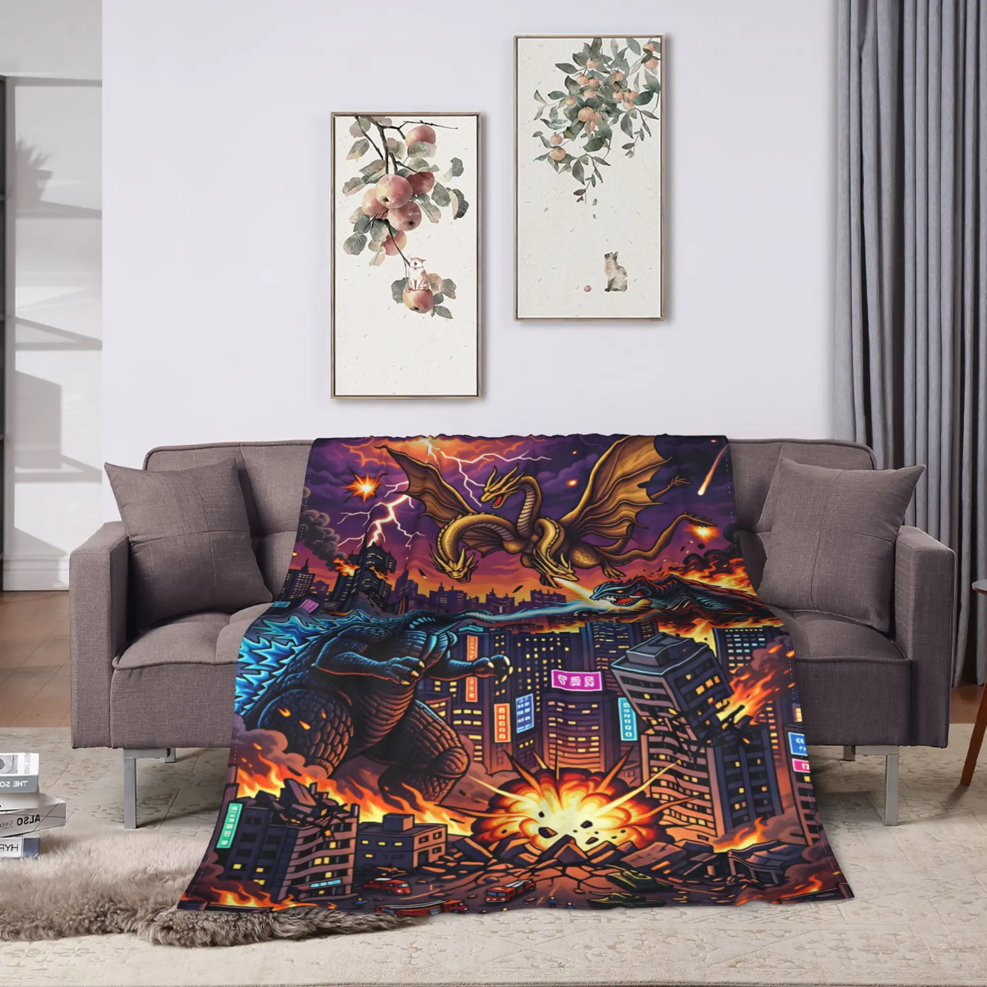 G-Godzillas  Blanket  Warm Soft Funny Plush Throw Blanket For Outdoor Camping Flannel Bedspread Bed Cover