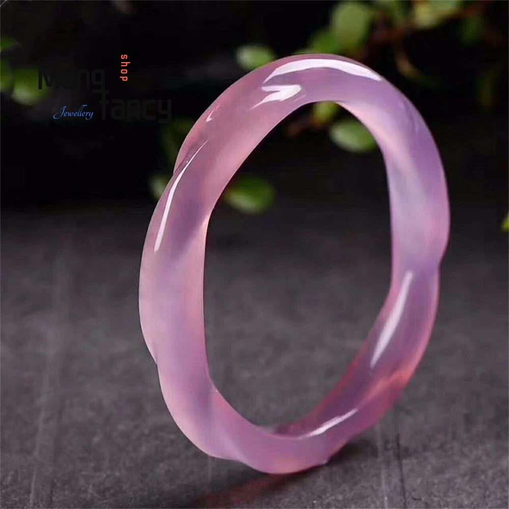 Natural Ice Pink Colour Bamboo Chalcedony Agate Bracelet High-grade Exquisite Sexy Young Girls Fashion Fine Jewelry Holiday Gift