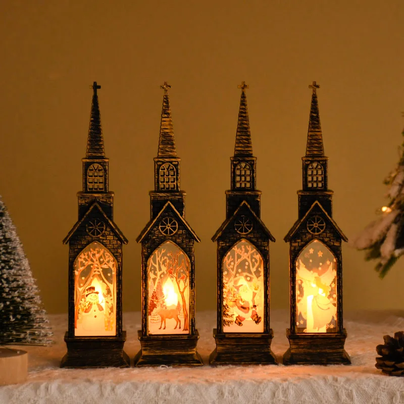 

1PC Christmas Church Luminous Night Light Angel Santa Claus Snowman Reindeer Pattern Ornament Christmas Home Decor New Year Gift