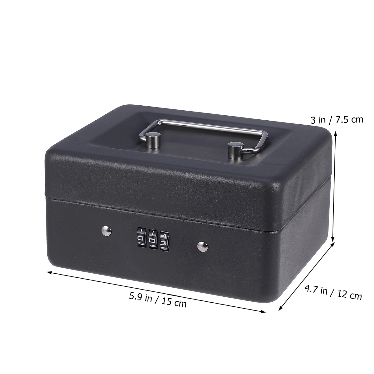 Metal Cash Box Combination Lock Safety Money Case For Store Restaurant Hotel Cash Box With Combination Lock Black Size