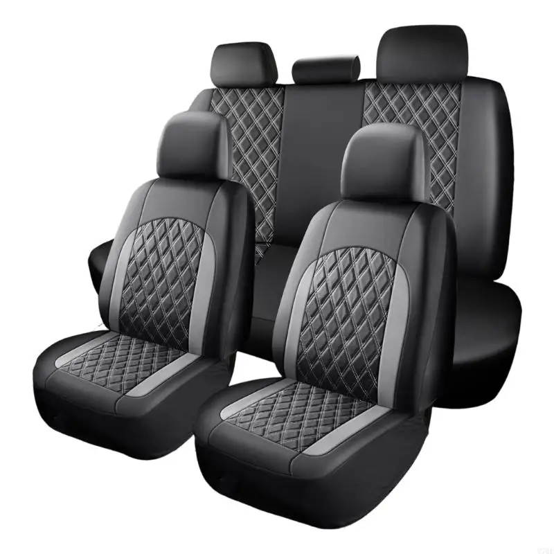 M76E Set mit 2/4/9 PU-Leder-Autositzbezügen, modisches Design für Familienfahrzeuge, SUVs – Detail 9