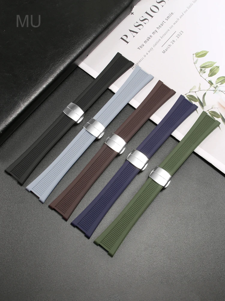 Classic Black Gray 25x13mm Watch Strap for Patek Philippe Nautilus 5711 5712 5726 AntiAllergic Silicone Bracelet Watchband
