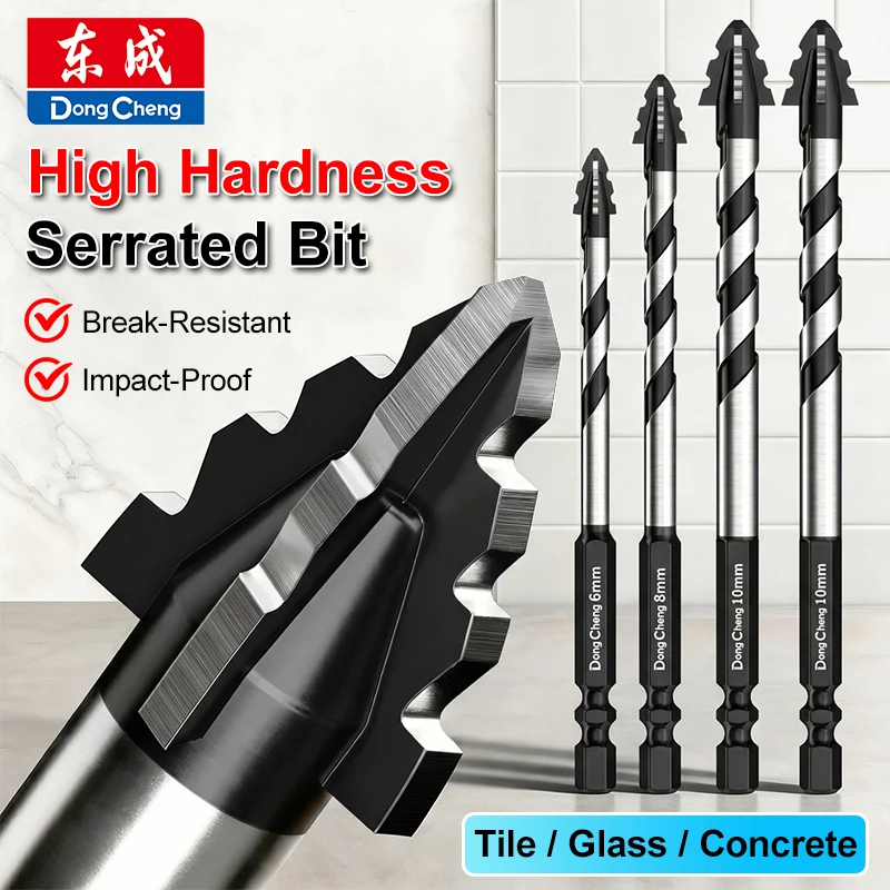 Eccentric Drill Bit Tungsten Carbide Sharp Tooth Cross Tip Masonry Drill Bit 1/4 Hex Shank Dry Drilling 4 Flute 6 8 10 12mm