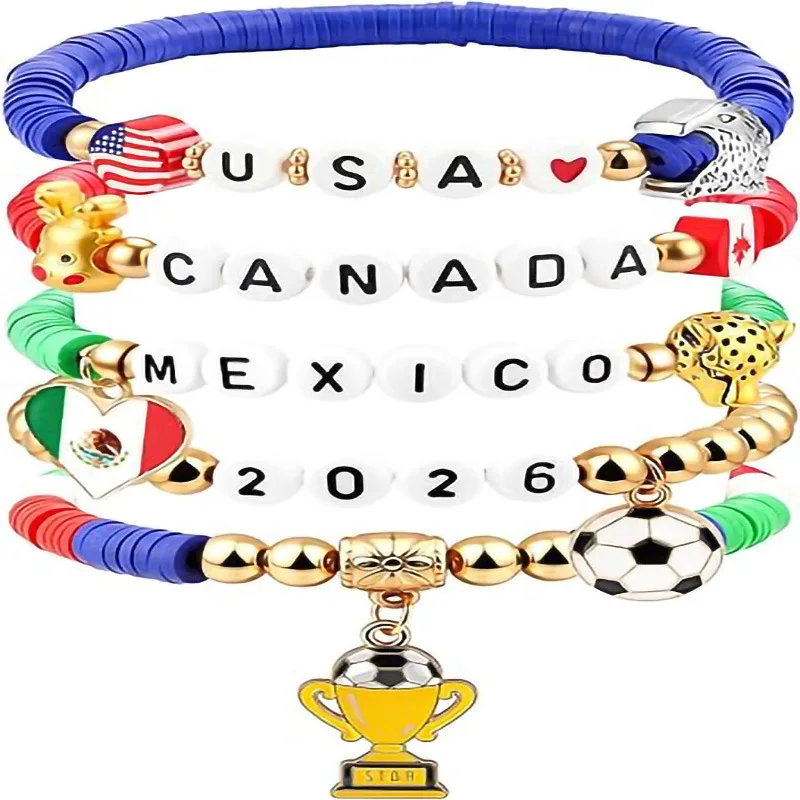 Football bracelet set Ball sports soft pottery bracelet Sports theme jewelry
