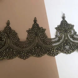 1Yard oro nero ricamato maglia pizzo Trim Applique fiore Venise mestiere di cucito per abito da sposa tessili per la casa accessori fai da te