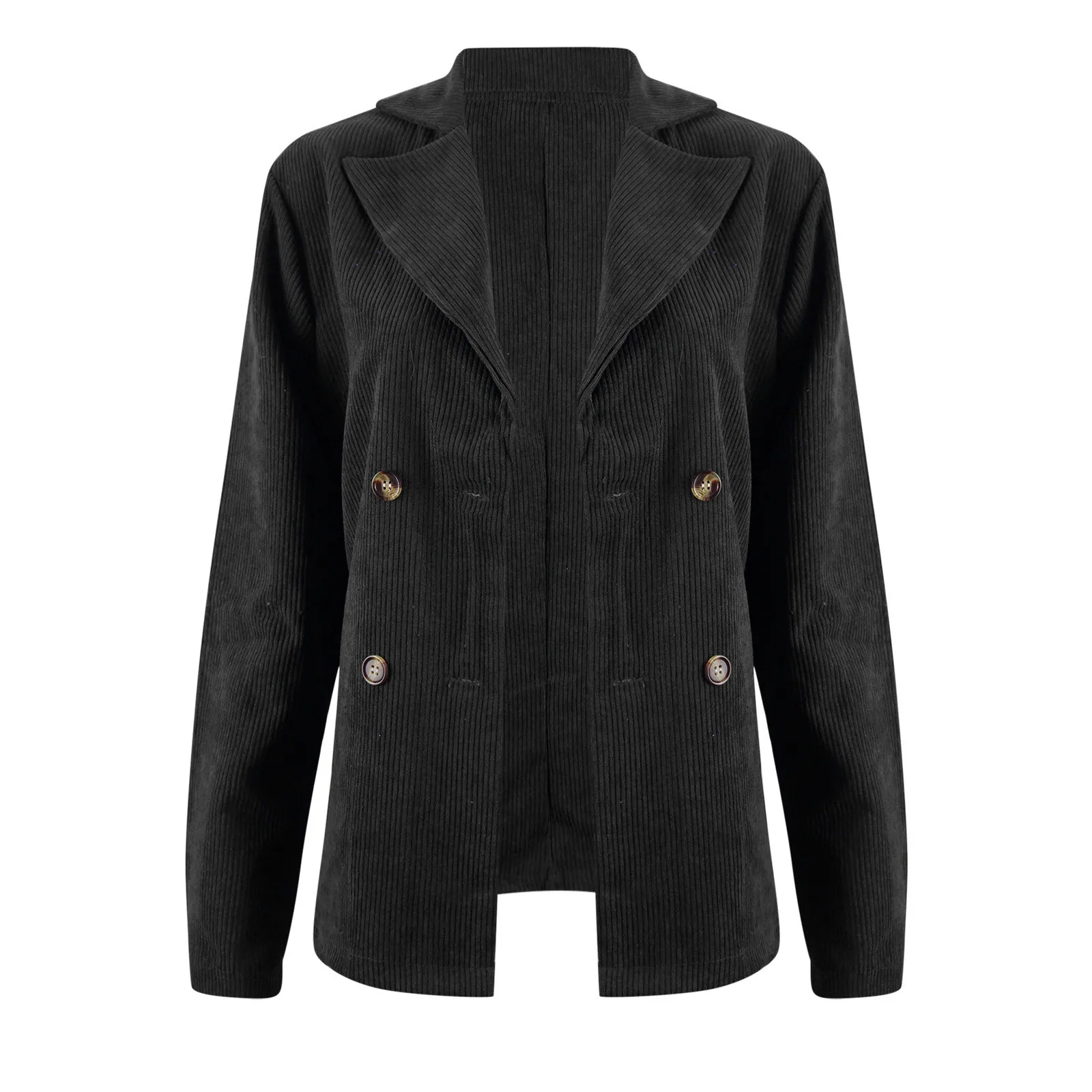 Blazer Croisé en Velours Côtelé pour Femme, Veste de Bureau, Manteau Imbibé, Vêtements d'Extérieur Chic et Solide, Style Coréen, 2024