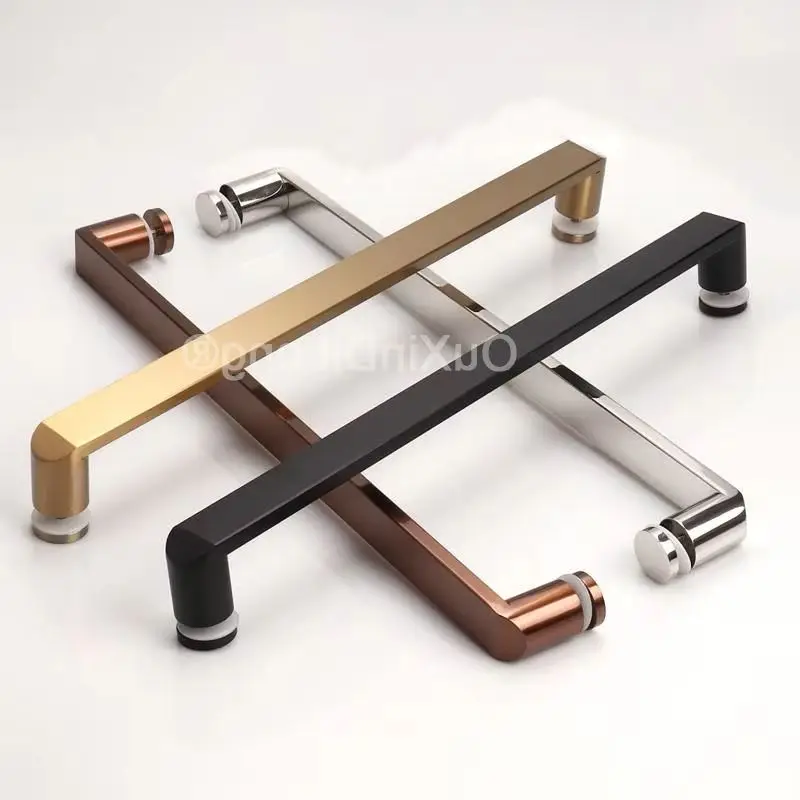 1Piece Stainless Steel Bathroom Sliding Door Handles Single Side Glass Door Pulls Handles Hole Spacing 440mm/17.32Inches