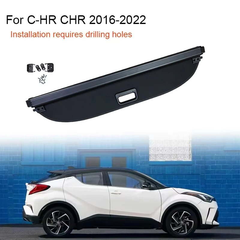 Trunk Curtain Cover Organizer For Toyota C-HR CHR 2016-2022 SUV Rear Rack Partition Shelter Shield Shade Luggage Cargo Storage