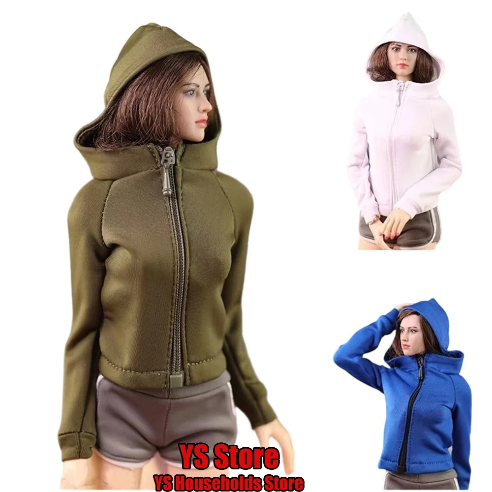 

1/6 Female Soldier Zipper Hoodie Sweatshirt Clothes Toys Accessory Fit 12" Action Figure Body Diy Decoration Model Ornament