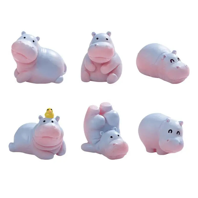 Hippo Statue Car Interior Animal Accessory Resin Animal Figurines for Bookshelf Bedroom Tiny Hippopotamus Sculpture Home Decor