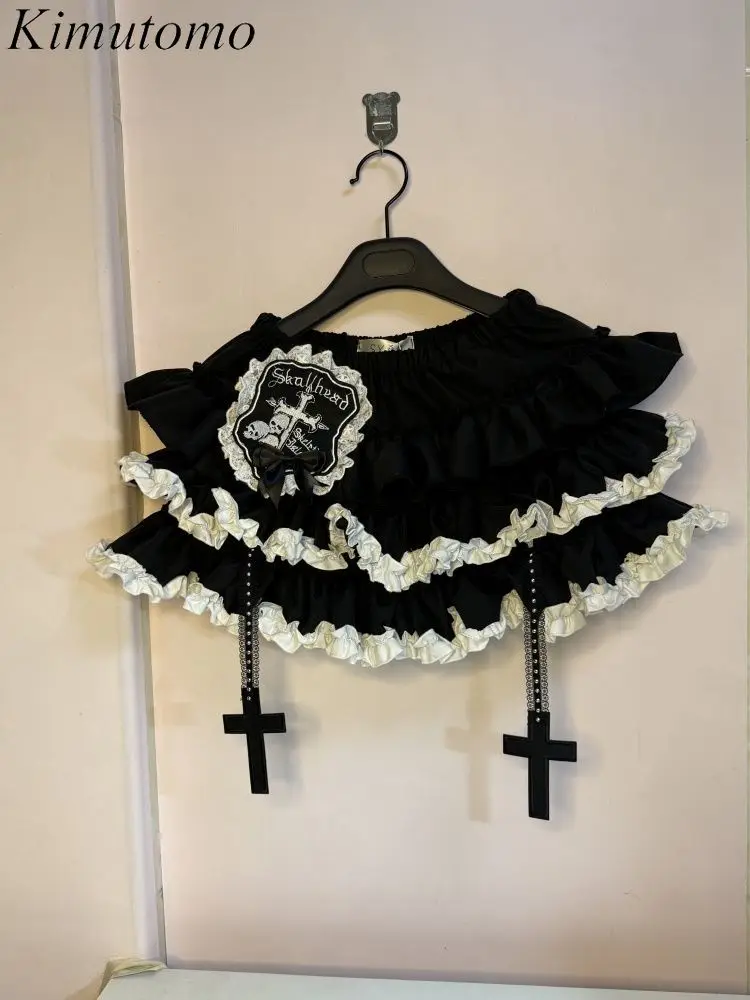 

Kimutomo Mini Skirts Women Ruffles Patchwork Fashion Y2k Aesthetic Harajuku Vintage Sweet Lolita Style Ladies Skirt Casual